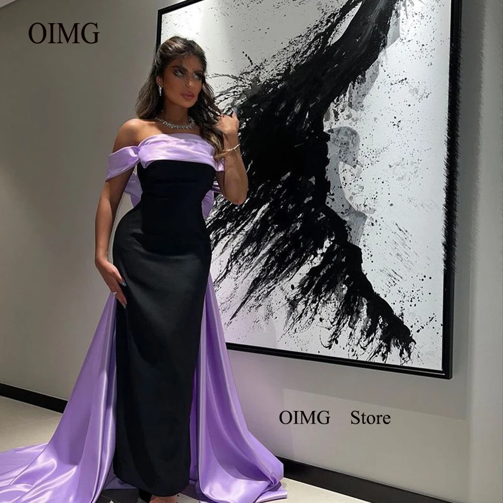 Simple Black And Purple Long Evening Dresses Strapless Off The Shoulder Bow Back Saudi Arabic Women Formal Party Dress
Simple Black And Purple Long Evening Dresses Strapless Off The Shoulder Bow Back Saudi Arabic Women Formal Party Dress