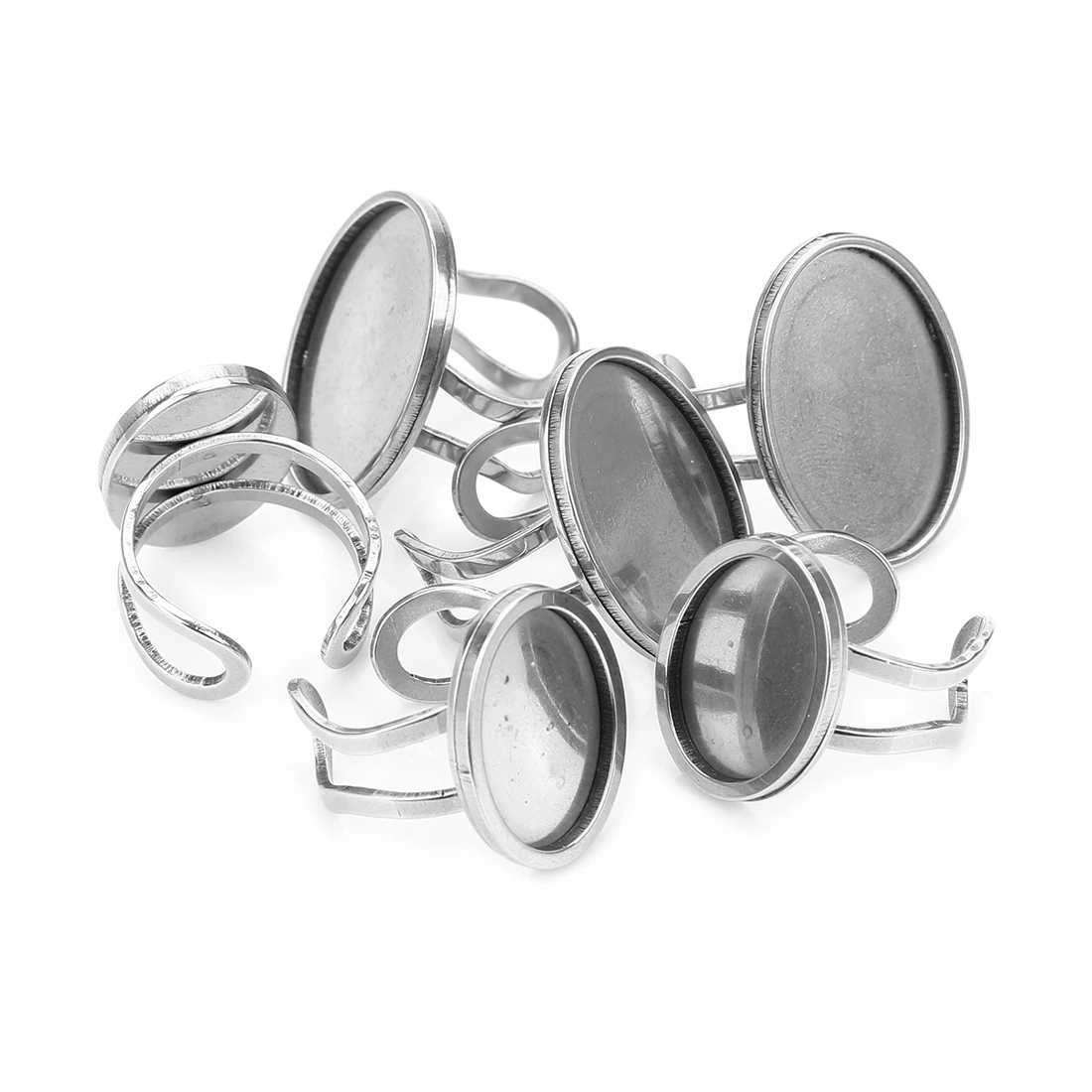 2pcs Stainless Steel Open Ring Tray Adjustable Cabochons Cameo Settings Tray For Jewelry Making Women Ring DIY Accessories
2pcs Stainless Steel Open Ring Tray Adjustable Cabochons Cameo Settings Tray For Jewelry Making Women Ring DIY Accessories