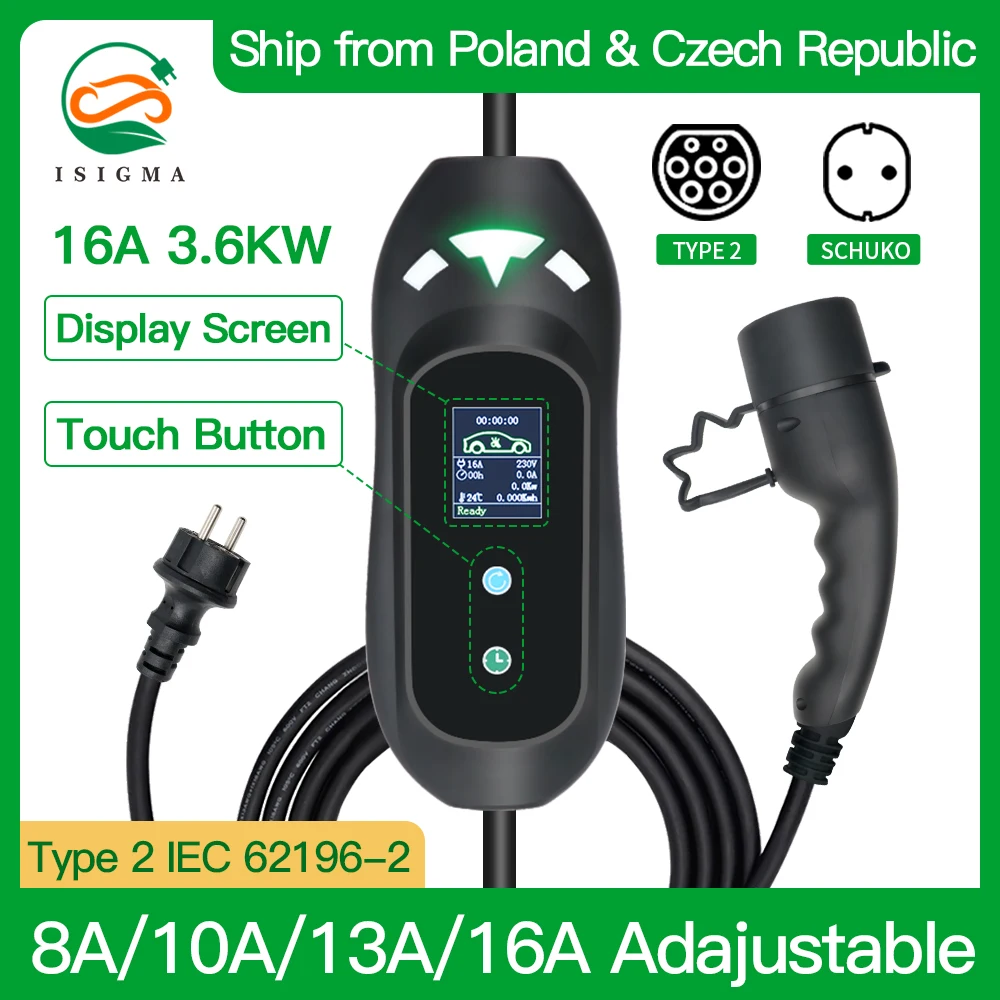 

16A Single phase Type 2 EV Charging Box Cable IEC 62196-2 CEE Plug Portable Electric Vehicle Car Charger EVSE Charging Station