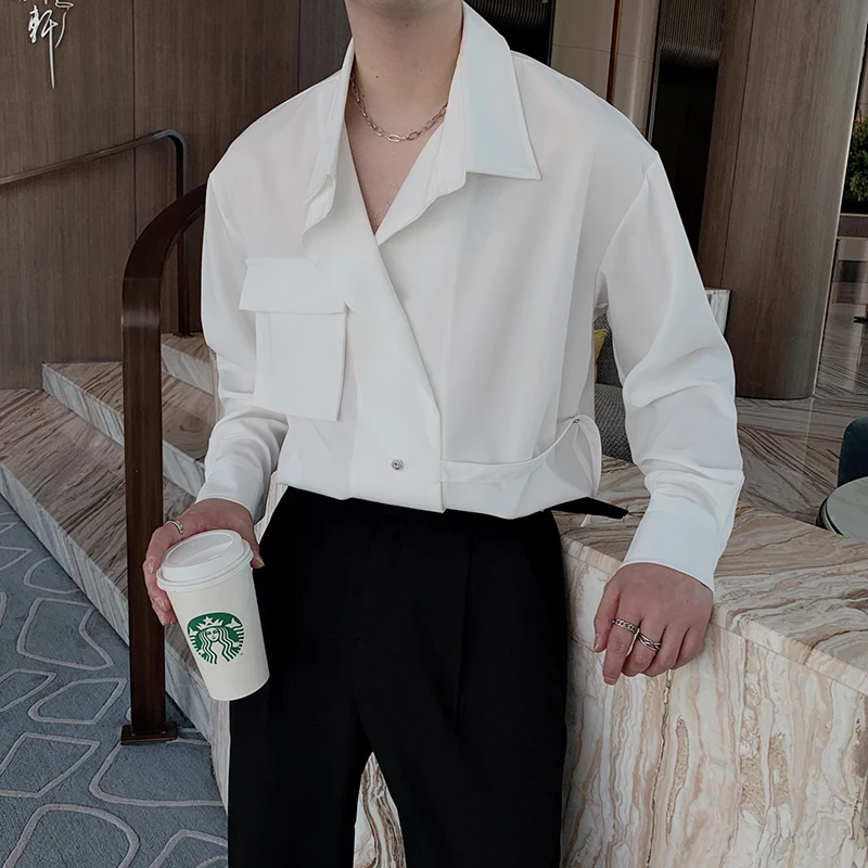 Spring Autumn 2022 New Men Shirts Loose Solid Long Sleeve Turn-Down Collar Design Streetwear for Male Blouses Chic Tops W271
Spring Autumn 2022 New Men Shirts Loose Solid Long Sleeve Turn-Down Collar Design Streetwear for Male Blouses Chic Tops W271
