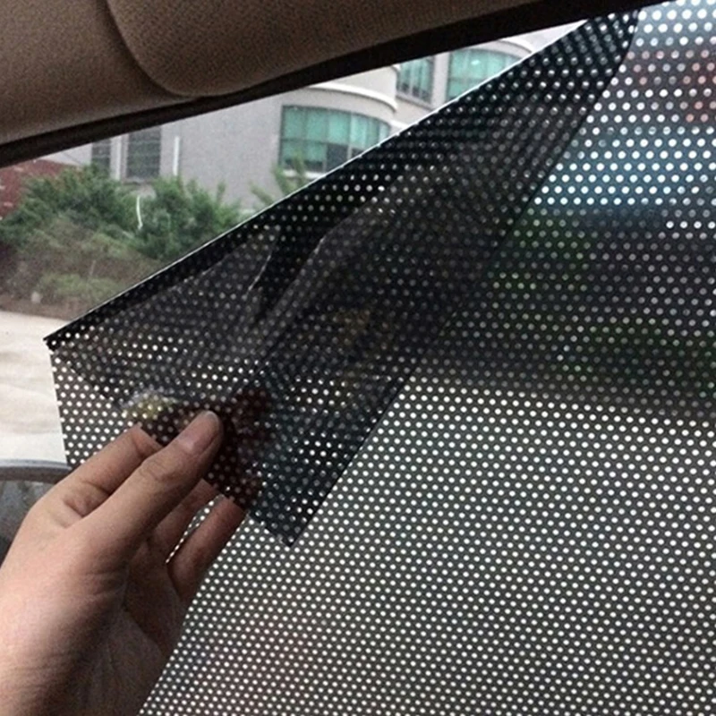 

2Pcs PVC Sunshade Side Window Shield With Small Holes 42x38cm DIY Car Stickers Sun Shades Sun Protection Window Cover Black