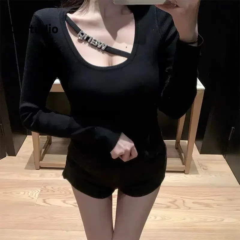 Женский трикотажный топ с длинным рукавом, с буквенным принтом 
Женский трикотажный топ с длинным рукавом, с буквенным принтом