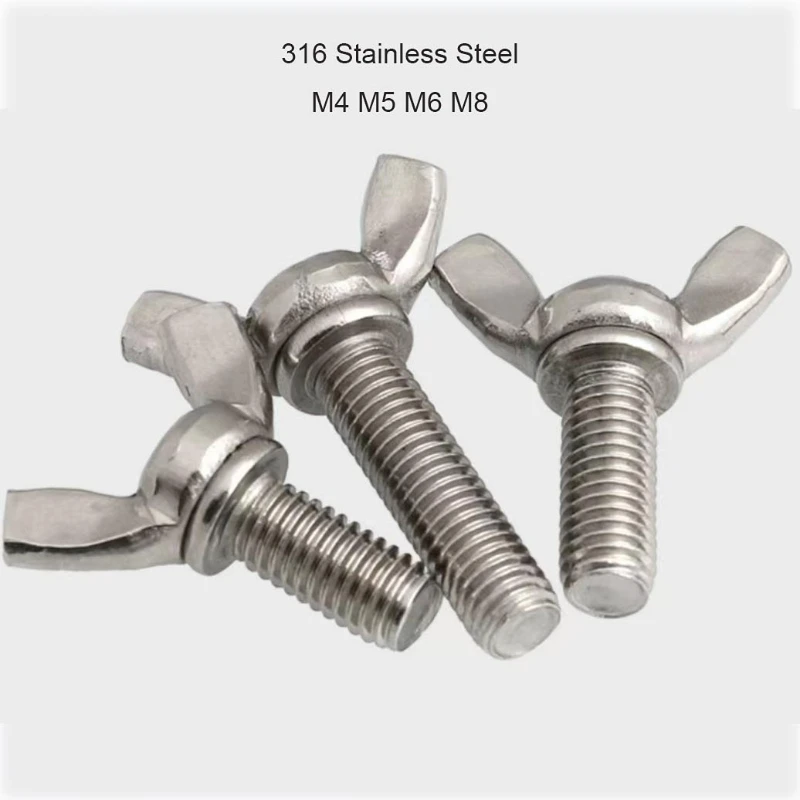 

DIN316 Butterfly Wing Screws 316 Stainless Steel Wing Bolts Thumb Screw Claw Hand Tighten Screws Bolts Length 8-30mm M4/M5/M6/M8