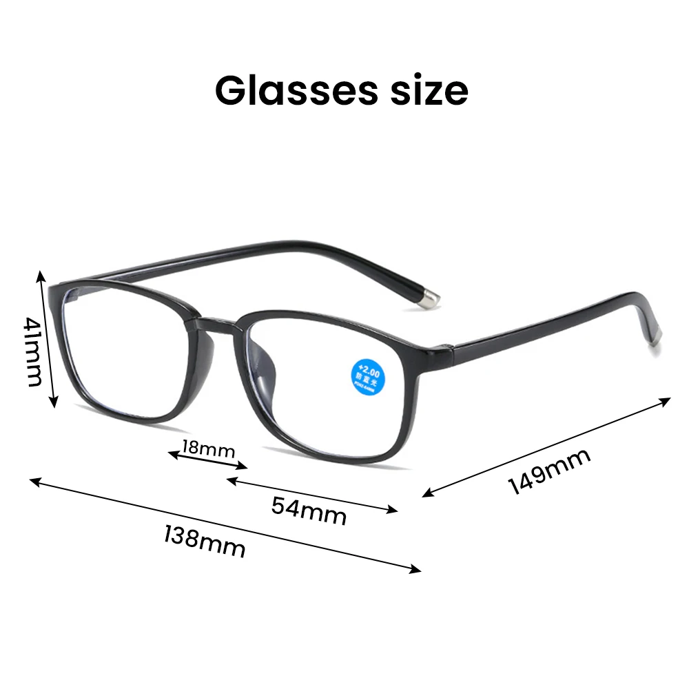 

Anti Blue Light Reading Glass +1.00D to +4.00D Presbyopic Glasses Light TR90 Rim Functional Hyperopia Eyeglasses Solid Hinge