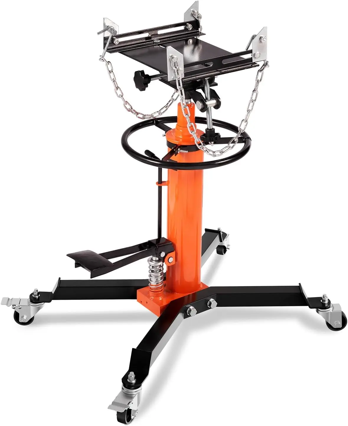 Jack, 1322 lbs Hydraulic Telescoping Transmission Jack, 33"-67" High , 2-Stage Floor Jack Stand 3/5 Ton Capacity with Fo
Jack, 1322 lbs Hydraulic Telescoping Transmission Jack, 33"-67" High , 2-Stage Floor Jack Stand 3/5 Ton Capacity with Fo