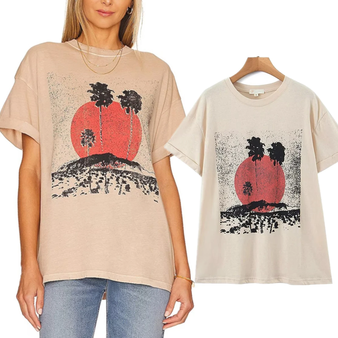 Jenny&Dave American Vintage High Street Casual Sunset Palm Tree Boyfriend Loose Printed Cotton T-shirt for Women Tops
Jenny&Dave American Vintage High Street Casual Sunset Palm Tree Boyfriend Loose Printed Cotton T-shirt for Women Tops