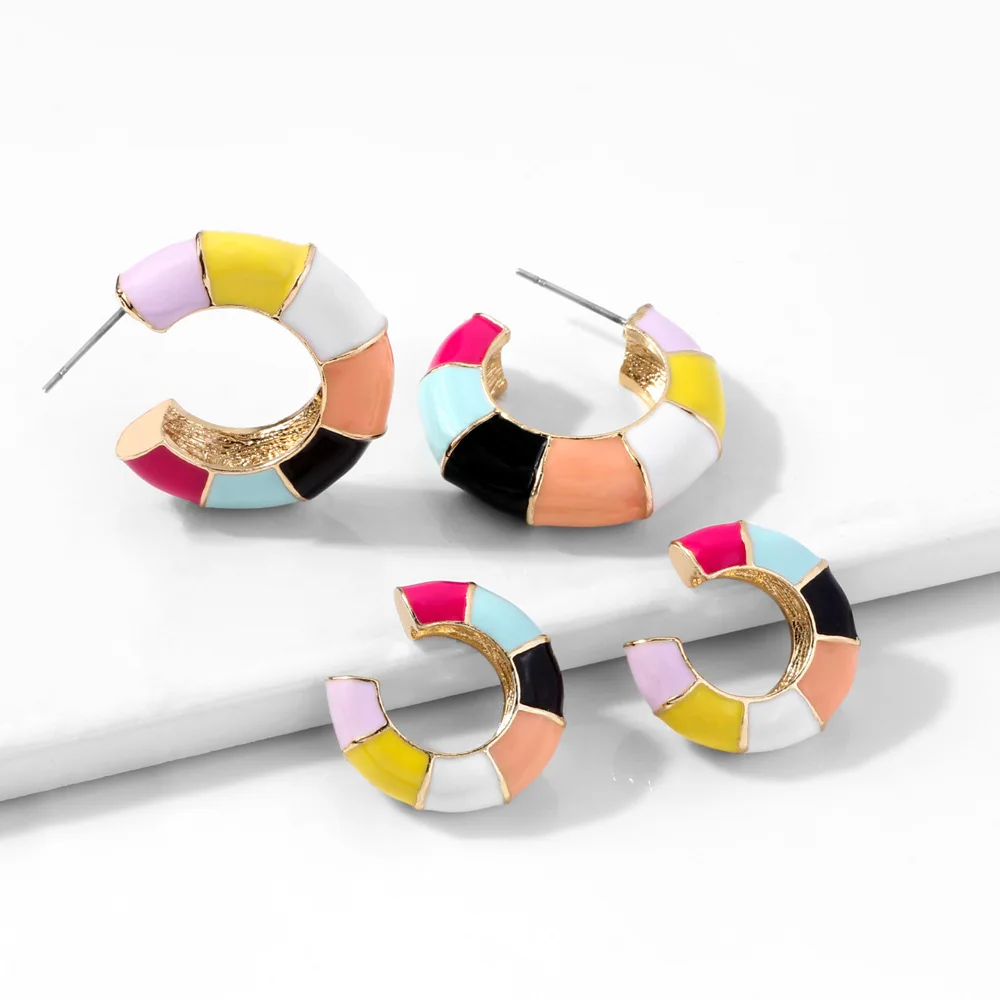 Fashion Boho C Shape Enamel Circle Hoop Earrings for Women Charm Geometric Statement Loops Cuff Earrings Jewelry Accessories
Fashion Boho C Shape Enamel Circle Hoop Earrings for Women Charm Geometric Statement Loops Cuff Earrings Jewelry Accessories