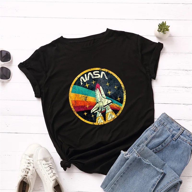 100% Cotton Women T-Shirt Summer Casual New ROCKET Print TShirt O Neck Short Sleeve Tees Casual Tops Black Woman TShirts
100% Cotton Women T-Shirt Summer Casual New ROCKET Print TShirt O Neck Short Sleeve Tees Casual Tops Black Woman TShirts