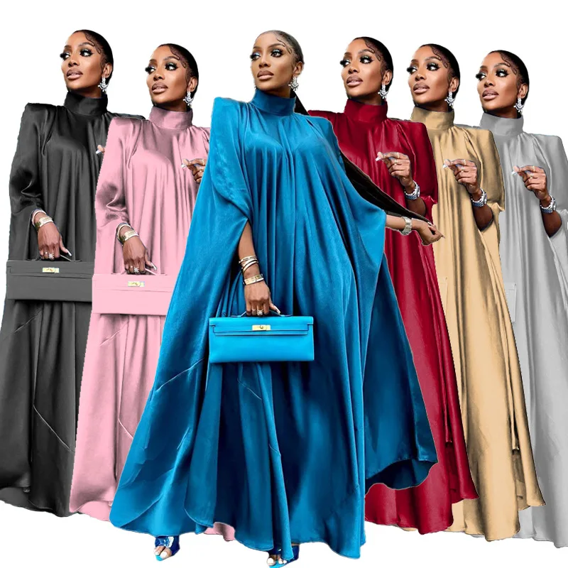 Muslim Women Long Dresses High Collar Loose Swing Robe Satin Dress Loose Dress Summer Floor-Length Half High Collar
Muslim Women Long Dresses High Collar Loose Swing Robe Satin Dress Loose Dress Summer Floor-Length Half High Collar