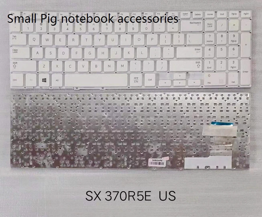Клавиатура для ноутбука Samsung SAMSUNG NP370R5E, NP510R5E, NP470R5E, 370R5E, 510R5E, 470R5E, без рамки, белая/черная