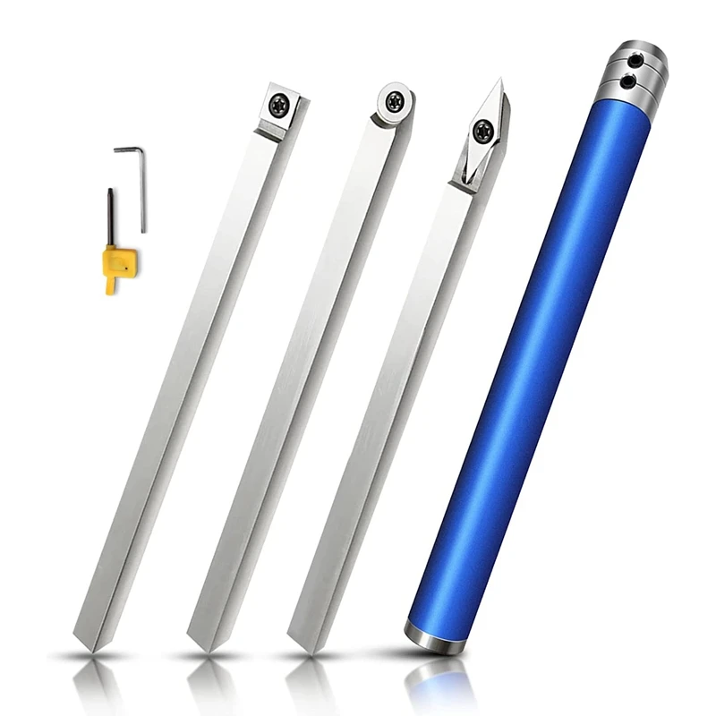 Carbide Tipped Wood Turning Tools Set Blue Stainless Steel Rougher Finisher Swan Neck Hollowing Tools And Interchangeable Handle
Carbide Tipped Wood Turning Tools Set Blue Stainless Steel Rougher Finisher Swan Neck Hollowing Tools And Interchangeable Handle
