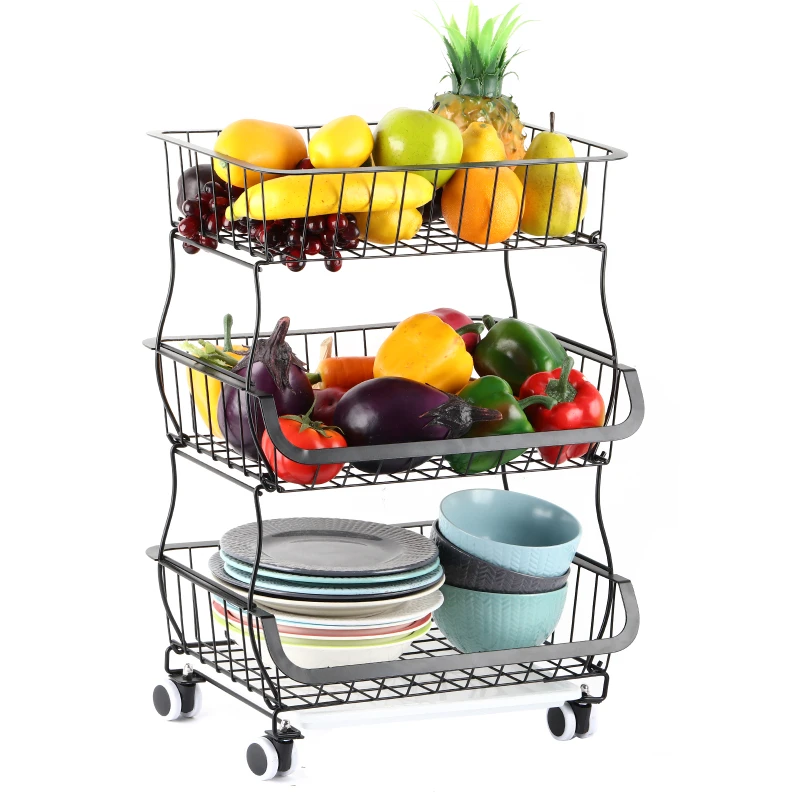 3-Tier Multifunctional Fruit Vegetable Shelves, Storage Baskets With Rollers, Storage Buckets For Kitchen Pantry Bathroom Garage
3-Tier Multifunctional Fruit Vegetable Shelves, Storage Baskets With Rollers, Storage Buckets For Kitchen Pantry Bathroom Garage