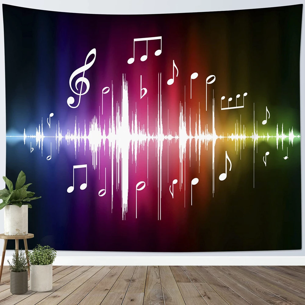 

Music Tapestry Jumping Musical Notes Fabric Wall Hanging Hippie Wall Tapestries for Bedroom Living Room Dorm Party Wall Decor