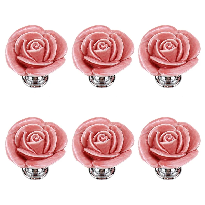 Ceramic Rose Cabinet Knobs 6 Pack Cupboard Door Knobs Drawer Dresser Pull Handles With Screws (Pink)
Ceramic Rose Cabinet Knobs 6 Pack Cupboard Door Knobs Drawer Dresser Pull Handles With Screws (Pink)