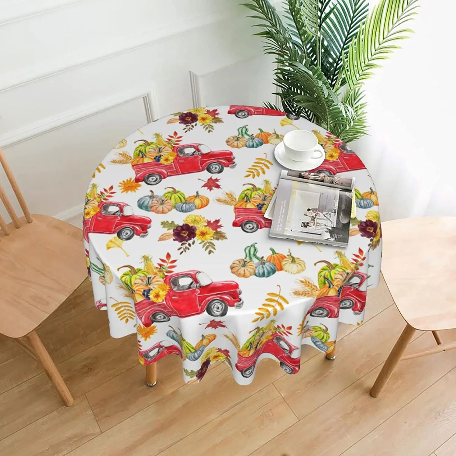 Truck Pumpkin Fall Autumn Leaf Round 60 x 60 Inch Table Cover Polyester Stain and Wrinkle Resistant Table Cloth for Kitchen
Truck Pumpkin Fall Autumn Leaf Round 60 x 60 Inch Table Cover Polyester Stain and Wrinkle Resistant Table Cloth for Kitchen