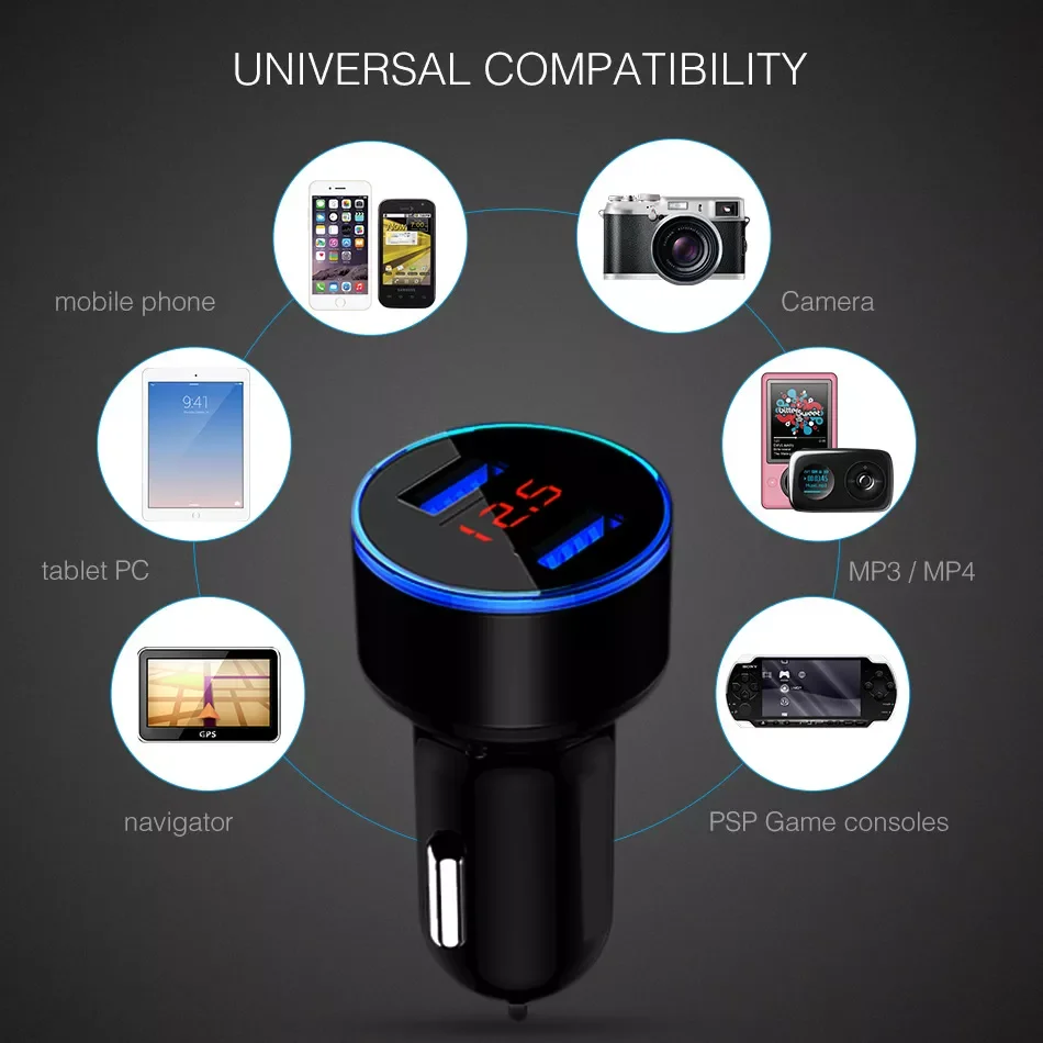 2022 Trend For Cigarette Lighter Smart Phone USB Adapter Mobile Phone Charger Dual USB Digital Display Voltmeter Fast Charging
2022 Trend For Cigarette Lighter Smart Phone USB Adapter Mobile Phone Charger Dual USB Digital Display Voltmeter Fast Charging