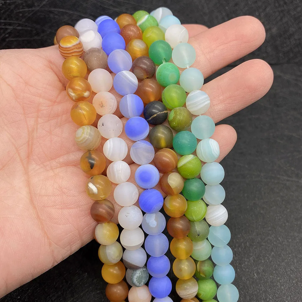 Natural Stone Color Matte Silk Agate Round Bead Frosted Loose Beads For Jewelry Making Necklace Earring Accessories 6/8//10mm
Natural Stone Color Matte Silk Agate Round Bead Frosted Loose Beads For Jewelry Making Necklace Earring Accessories 6/8//10mm