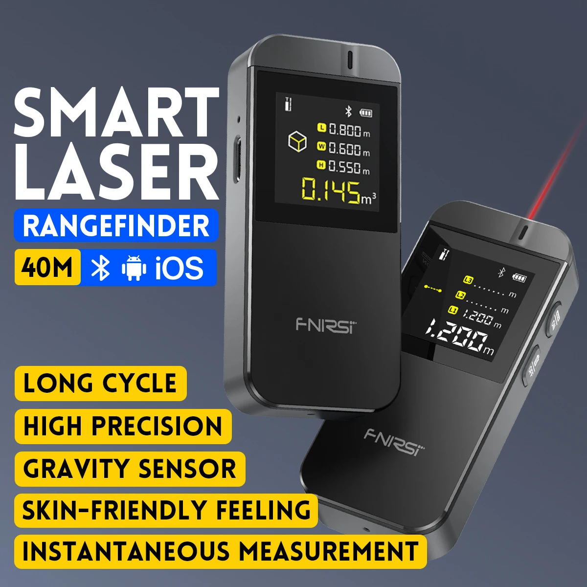 FNIRSI 40m Smart Laser Rangefinder APP Recording 360°Auto Flip Laser Tape Measure High Precision Digital Construction Roulette
FNIRSI 40m Smart Laser Rangefinder APP Recording 360°Auto Flip Laser Tape Measure High Precision Digital Construction Roulette