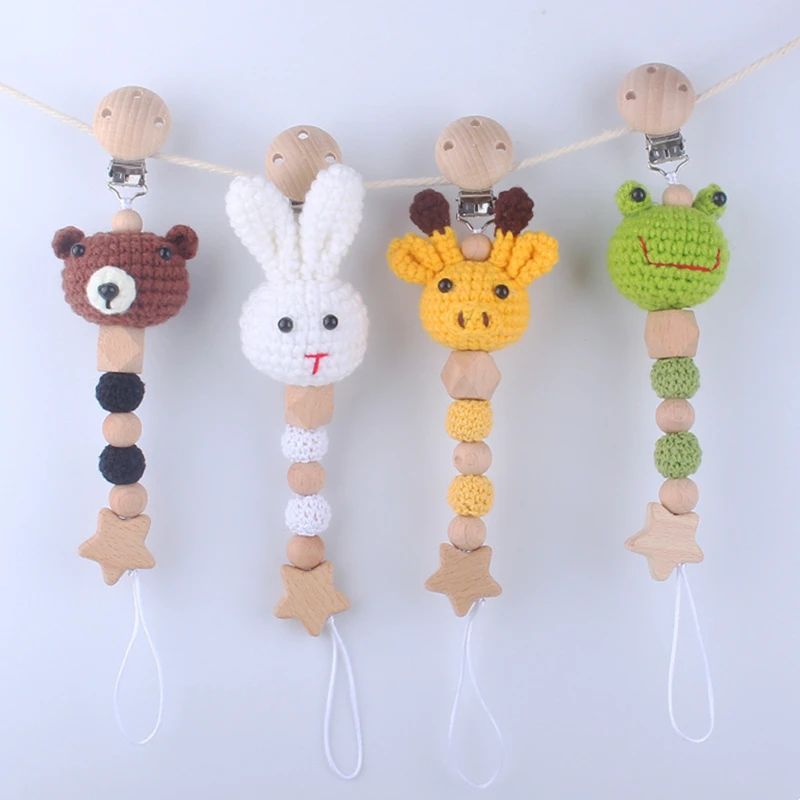 Cartoon Knitted Animal Pacifier Chains Handmade Wooden Pacifier Clips Safety Chain Baby Girl Boy Eco-friendly Holder Chain
Cartoon Knitted Animal Pacifier Chains Handmade Wooden Pacifier Clips Safety Chain Baby Girl Boy Eco-friendly Holder Chain