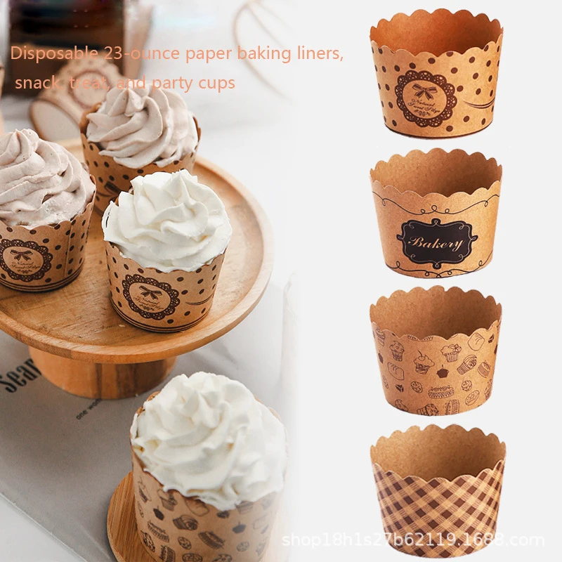 

50 Pcs Medium Muffin Cupcake Liners Paper Cups Kraft Paper Wrapper Wedding Cake Mold Baking Cup Set Bakery Party ACCESSORIES