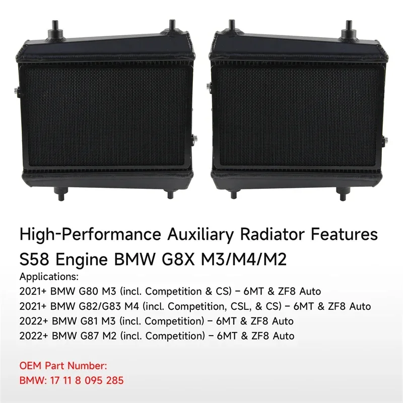 2021+ двигатель BMW G8X G80 M3 G82 M4 и G87 M2 S58 High-Perf. Алюминий Aux. Комплект радиатора, левые и правые стороны
2021+ двигатель BMW G8X G80 M3 G82 M4 и G87 M2 S58 High-Perf. Алюминий Aux. Комплект радиатора, левые и правые стороны