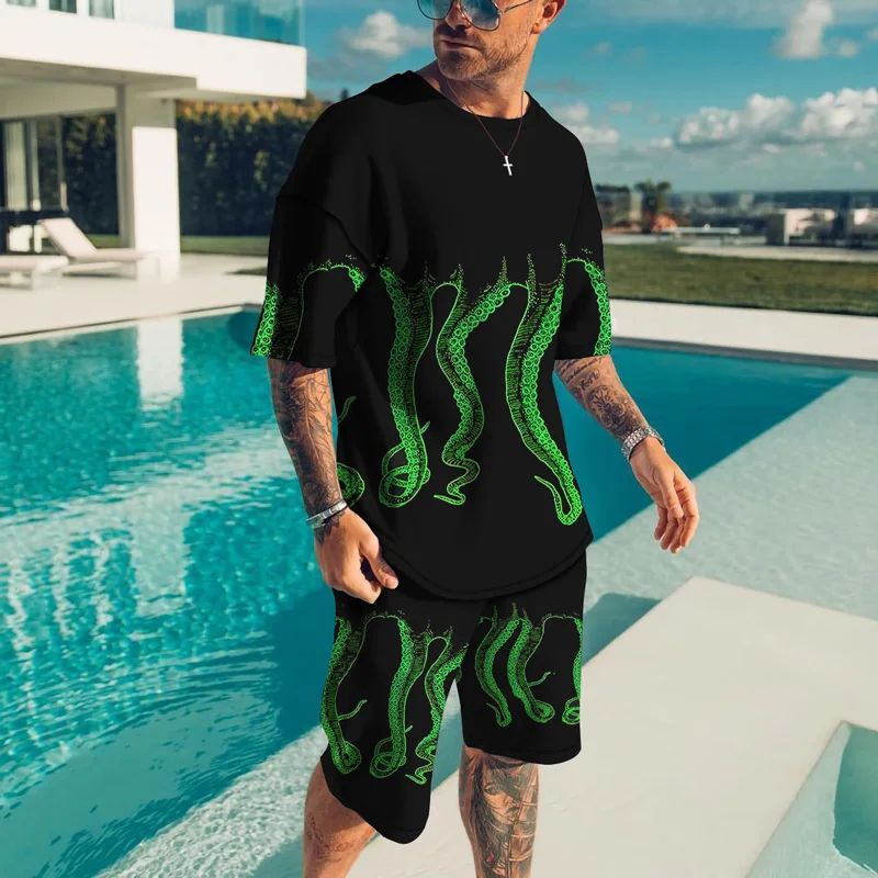 Summer 3D Print Octopus Men's Suit Casual T-shirt Shorts 2-piece Set Trend Hip Hop Oversized Comfortable and Breathable Clothing
Summer 3D Print Octopus Men's Suit Casual T-shirt Shorts 2-piece Set Trend Hip Hop Oversized Comfortable and Breathable Clothing