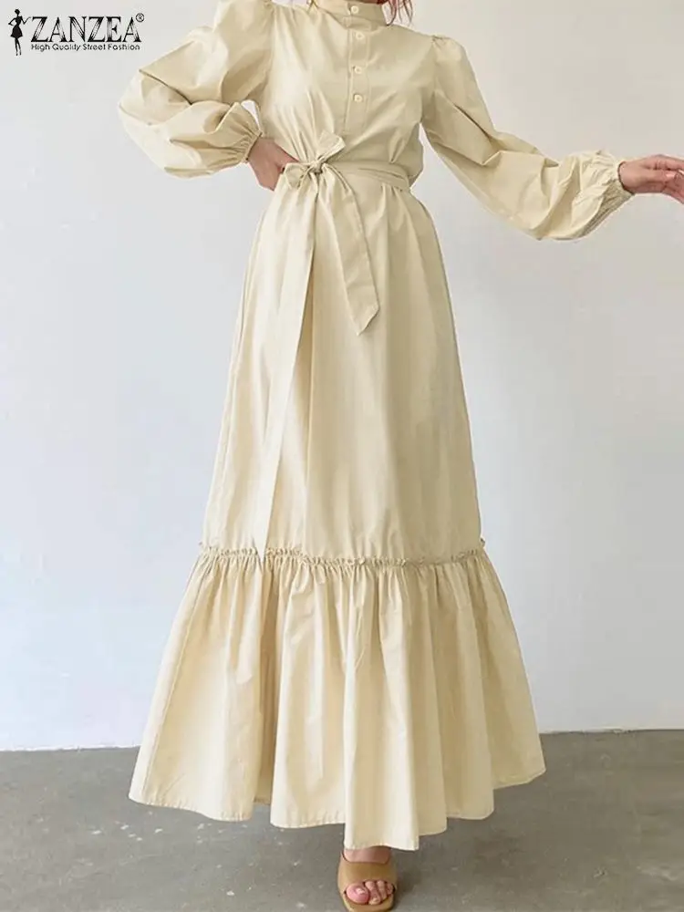 ZANZEA Women Stand Collar Buttons Vestido Elegant Solid Color Maxi Dresses Fashion Belted Waist Long Robe 2023 Stitching Dress
ZANZEA Women Stand Collar Buttons Vestido Elegant Solid Color Maxi Dresses Fashion Belted Waist Long Robe 2023 Stitching Dress
