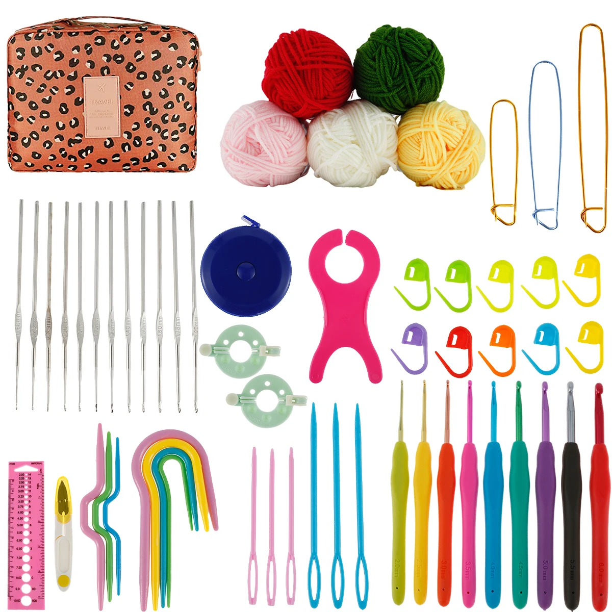 59 шт., разноцветные крючки для вязания, 0,6-6,0 мм 
59 шт., разноцветные крючки для вязания, 0,6-6,0 мм