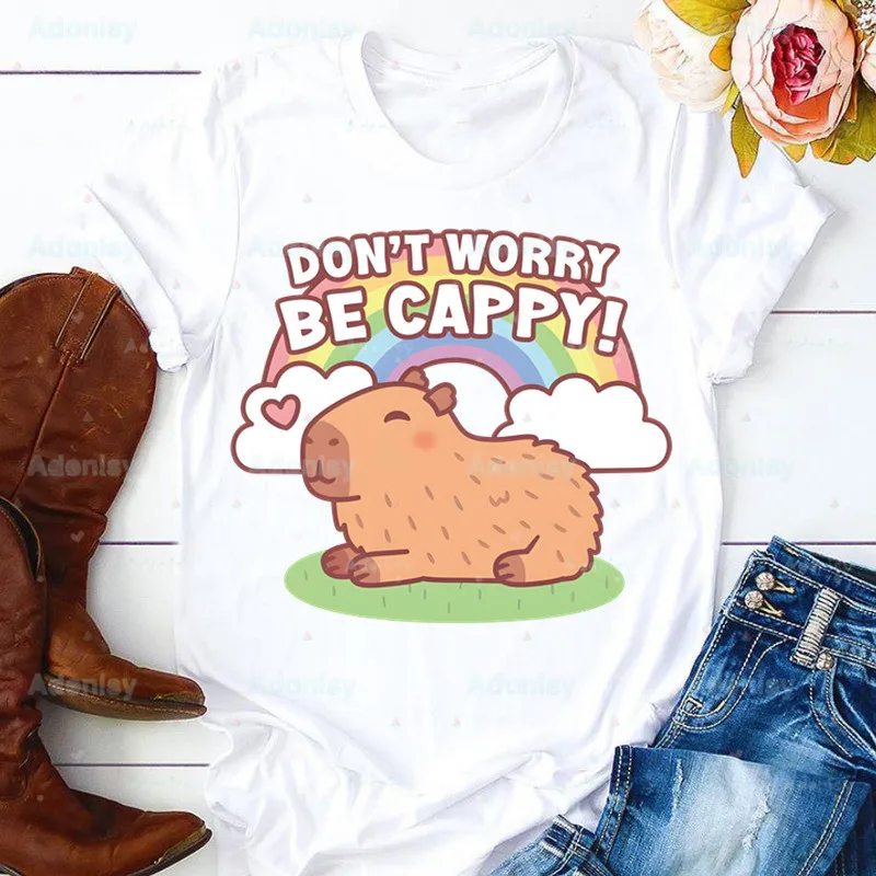 Funny Animals Capybara Cartoon Cute Summer Fashion Shirt Graphic T Shirt Women Tops Base O-neck Tees Funny Girls Tshirt
Funny Animals Capybara Cartoon Cute Summer Fashion Shirt Graphic T Shirt Women Tops Base O-neck Tees Funny Girls Tshirt