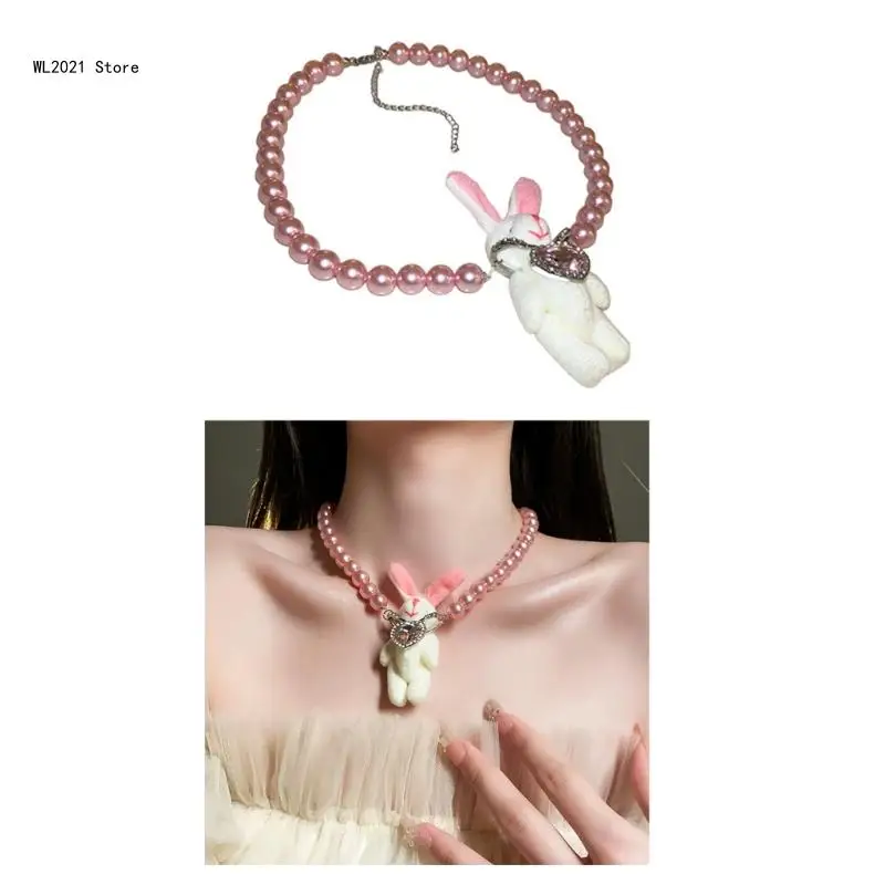 Imitated Pearl Necklace Sweet Plush Rabbit Pendant Necklace Choker Neck Chain Beaded Necklace Fashion Jewelry
Imitated Pearl Necklace Sweet Plush Rabbit Pendant Necklace Choker Neck Chain Beaded Necklace Fashion Jewelry