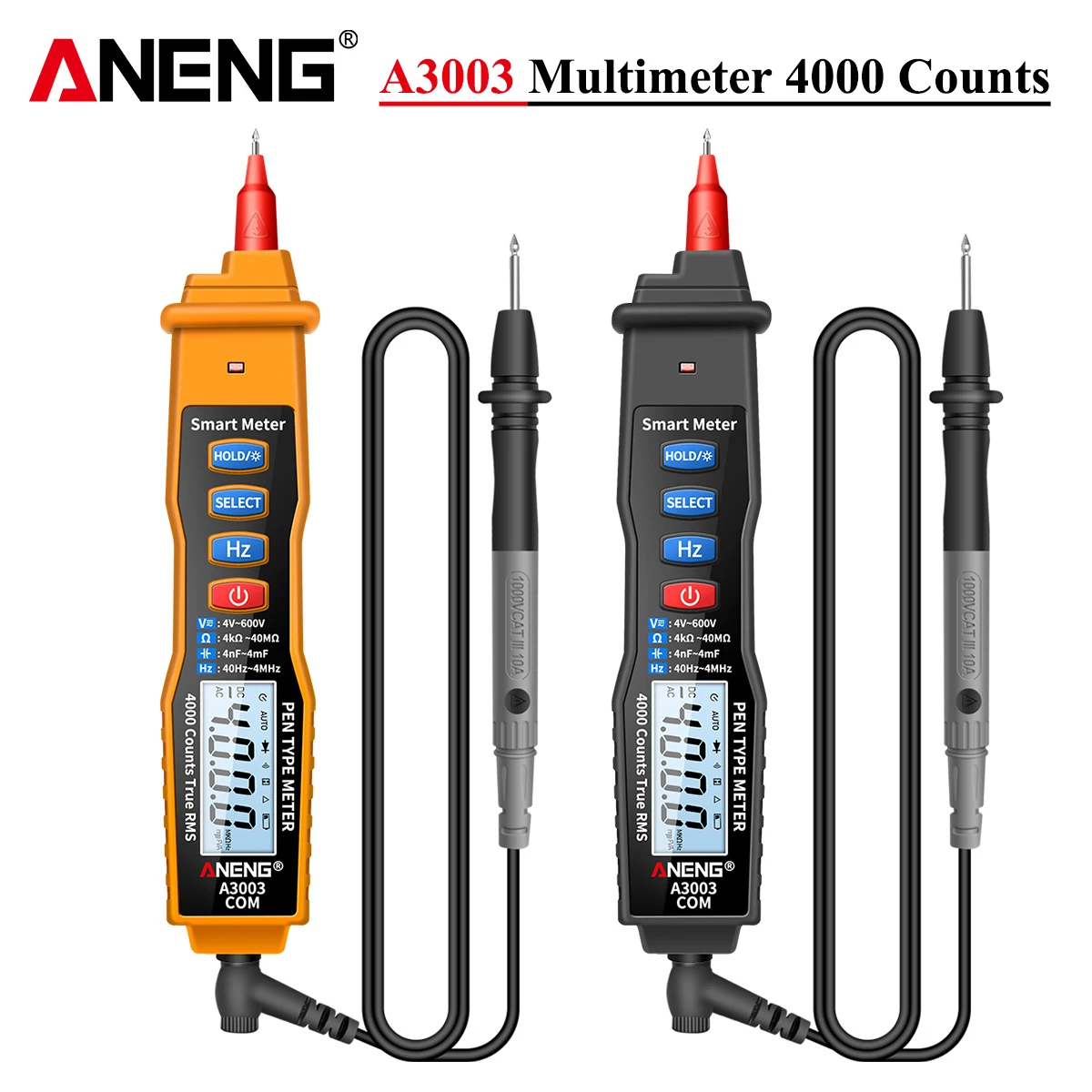 ANENG A3003 Digital Pen Multimeter Professional 4000 Counts Smart Meter with NCV AC/DC Voltage Resistance Capacitance Testers
ANENG A3003 Digital Pen Multimeter Professional 4000 Counts Smart Meter with NCV AC/DC Voltage Resistance Capacitance Testers