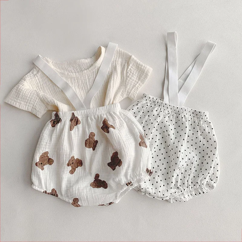 Baby Clothing Set Baby Solid Color Short-sleeveT-Shirt + Romper Two Piece Suit Summer Newborn Boys Girls Outfit
Baby Clothing Set Baby Solid Color Short-sleeveT-Shirt + Romper Two Piece Suit Summer Newborn Boys Girls Outfit