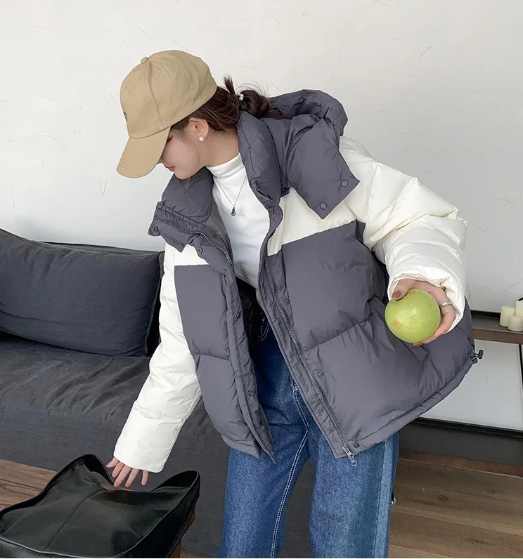 Korean version color matching hooded 2023 new loose and short small ins. fashionable bread jacket cotton jacket
Korean version color matching hooded 2023 new loose and short small ins. fashionable bread jacket cotton jacket