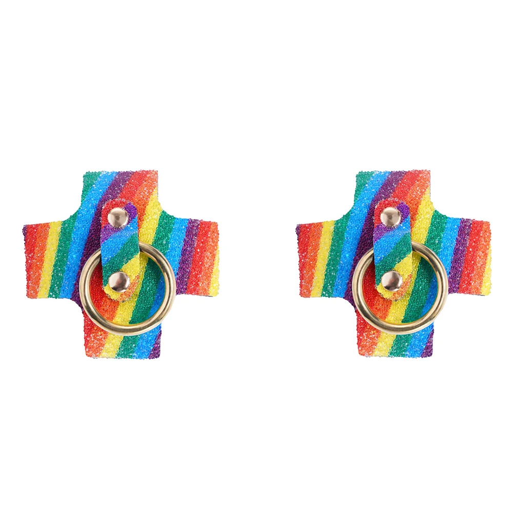Sexy Women 1pair Rainbow Color Nipple Cover Reusable Nipple Pasties X Shape Studded Chest Stickers Breast Wear Silicone Bra Pads
Sexy Women 1pair Rainbow Color Nipple Cover Reusable Nipple Pasties X Shape Studded Chest Stickers Breast Wear Silicone Bra Pads