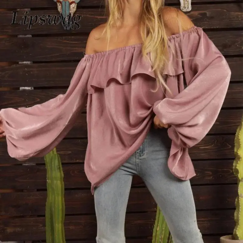 Autumn New Horn-Sleeve Top Women Solid Color Long-Sleeved Versatile Women Clothing Elegant Slash Neck Ruffle Edge Commuter Shirt
Autumn New Horn-Sleeve Top Women Solid Color Long-Sleeved Versatile Women Clothing Elegant Slash Neck Ruffle Edge Commuter Shirt