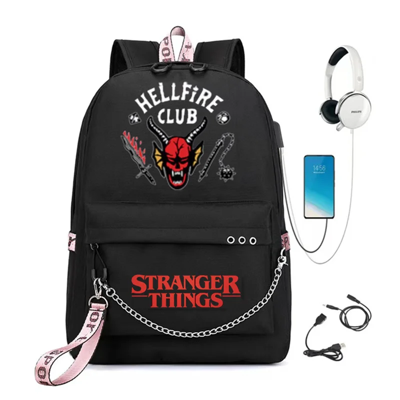 Stranger Things USB Backpack School Bags Fans Travel Bags Laptop Chain Backpack Headphone Port Waterproof Laptop bags mochilas
Stranger Things USB Backpack School Bags Fans Travel Bags Laptop Chain Backpack Headphone Port Waterproof Laptop bags mochilas