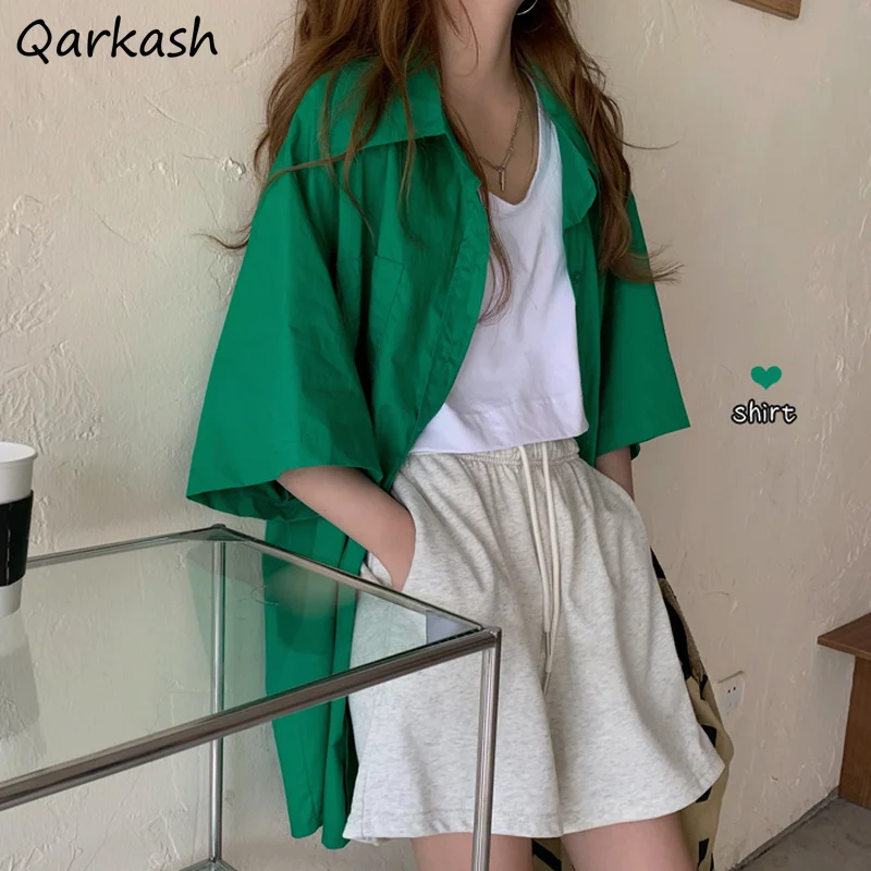 Shirts Women Solid All-match Summer Korean Style Daily Soft Pockets Streetwear Harajuku Temperament Popular Basic Design New Ins
Shirts Women Solid All-match Summer Korean Style Daily Soft Pockets Streetwear Harajuku Temperament Popular Basic Design New Ins