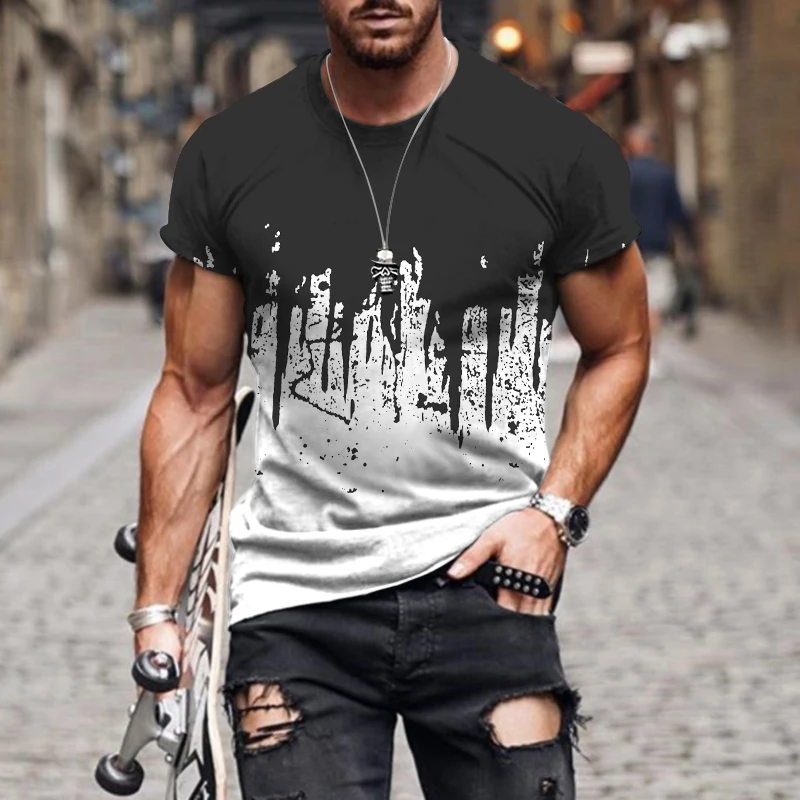 Summer Men's Street Personality Color-Blocking Fashion Short-Sleeved T-Shirt Ink Printing Retro Round Neck Sportswear Oversized
Summer Men's Street Personality Color-Blocking Fashion Short-Sleeved T-Shirt Ink Printing Retro Round Neck Sportswear Oversized