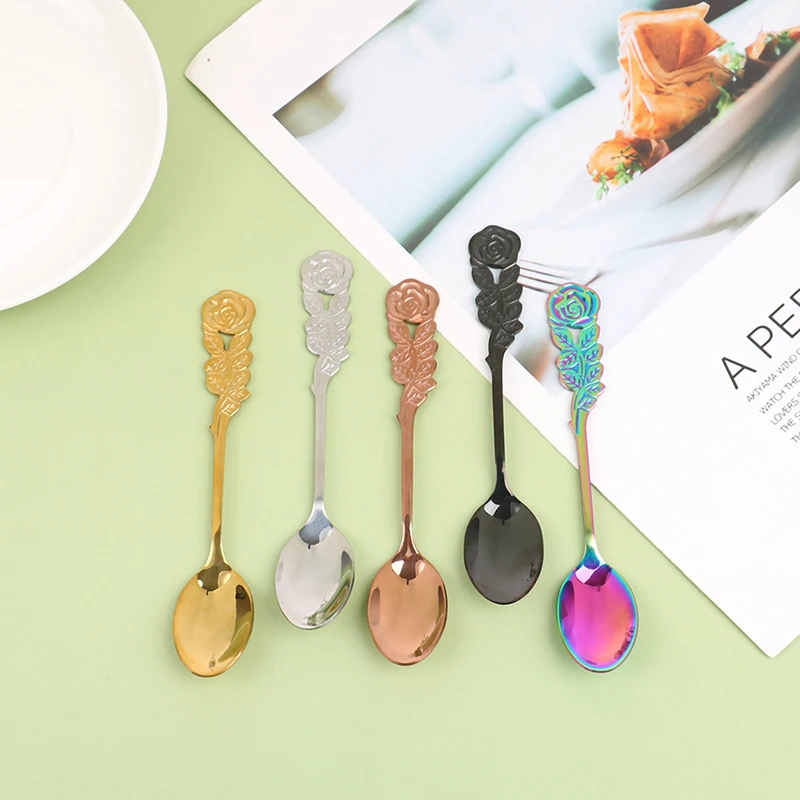 Rose Handle Coffee Spoon 304 Stainless Steel Mini Stirring Teaspoon Creative Coffee Stirring Spoon Kitchen Accessories
Rose Handle Coffee Spoon 304 Stainless Steel Mini Stirring Teaspoon Creative Coffee Stirring Spoon Kitchen Accessories