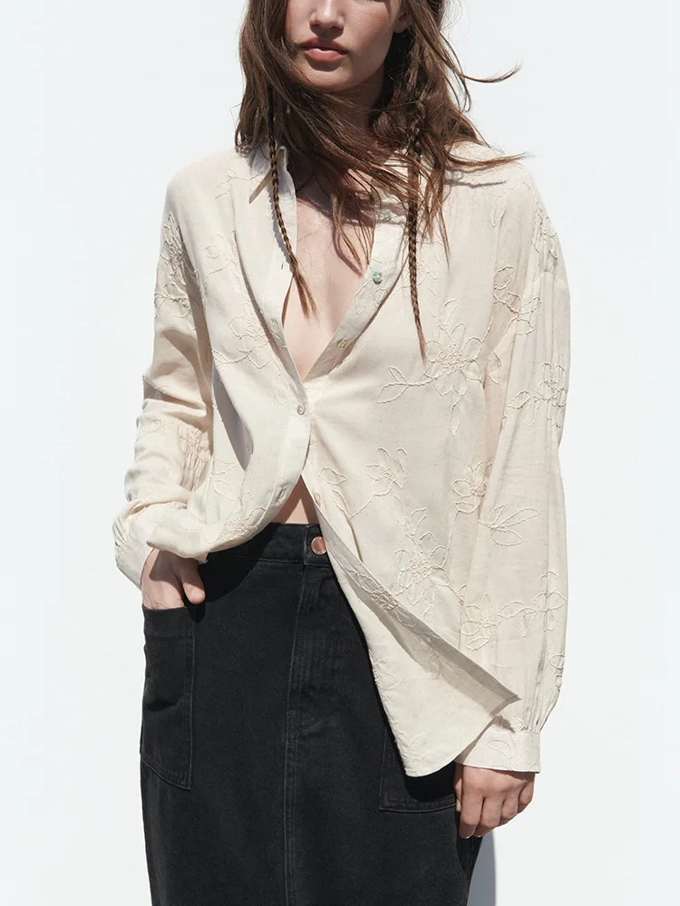 Tops Shirts Fashion Clothes For Women 2023 Long Sleeve Top Embroidery Faux Linen Shirt Lapel Collar Button Up Solid Casual Shirt
Tops Shirts Fashion Clothes For Women 2023 Long Sleeve Top Embroidery Faux Linen Shirt Lapel Collar Button Up Solid Casual Shirt
