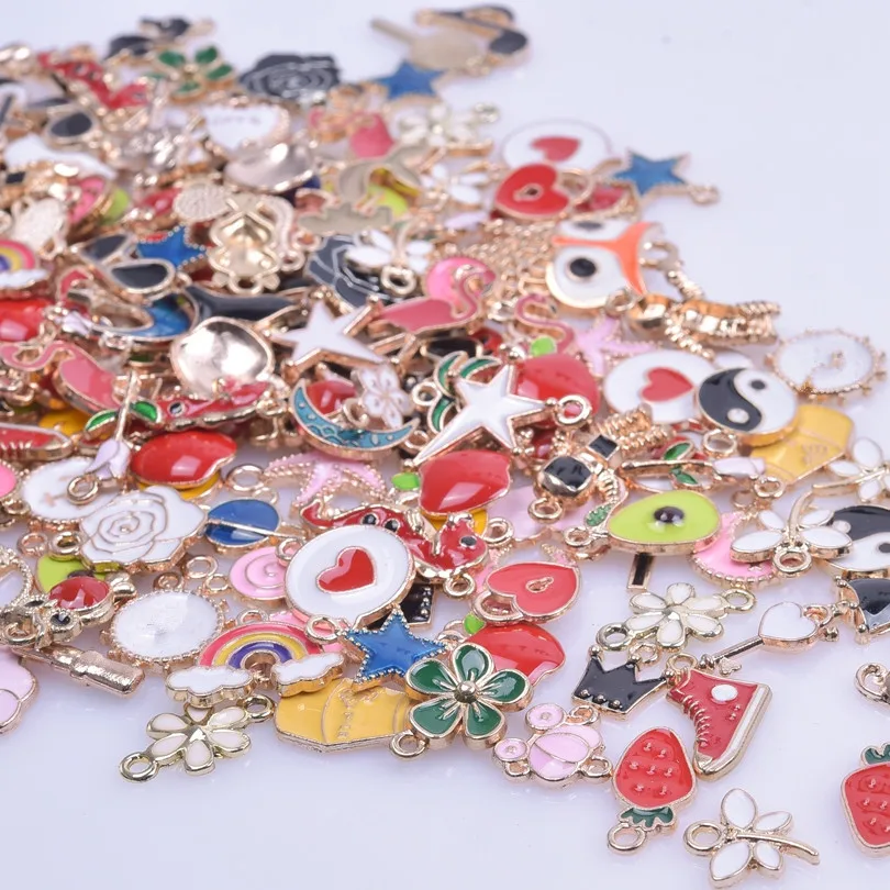 100/50/30/20Pcs Random Enamel Animal Rose Flower Heart Charms Fruit Moon Star Pendant Colgantes For Jewelry Making Supplies Bulk
100/50/30/20Pcs Random Enamel Animal Rose Flower Heart Charms Fruit Moon Star Pendant Colgantes For Jewelry Making Supplies Bulk