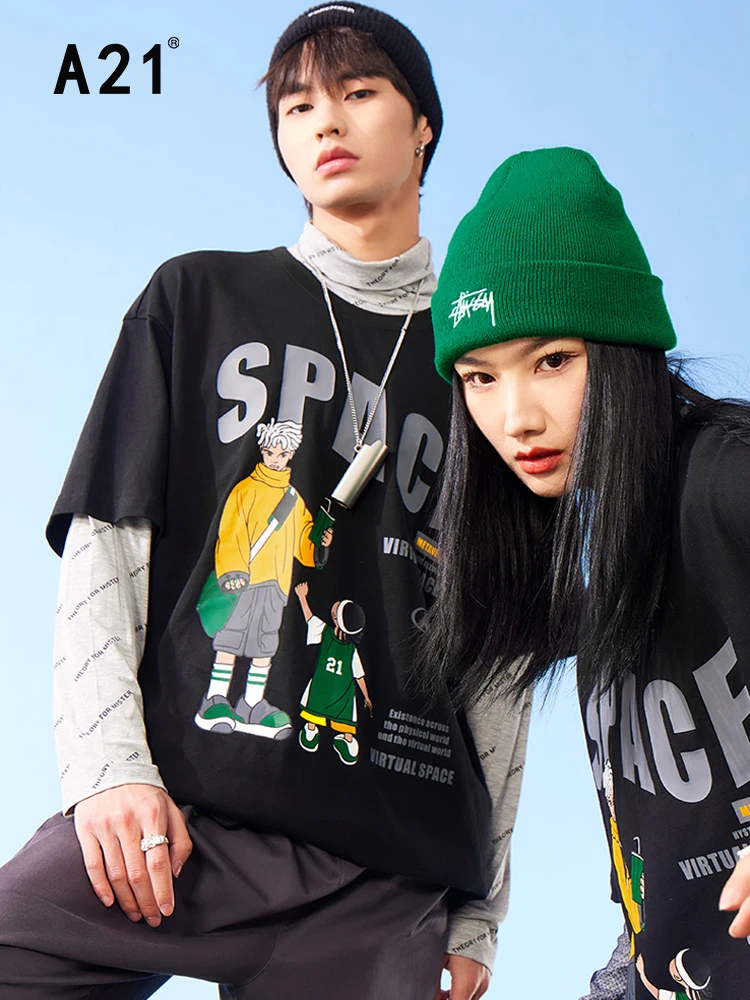 A21 Couple Baggy 100% Cotton T-shirt Summer 2022 Men Fashion Casual Anime Tees Male Short Sleeve Printed Pattern Tops Streetwear
A21 Couple Baggy 100% Cotton T-shirt Summer 2022 Men Fashion Casual Anime Tees Male Short Sleeve Printed Pattern Tops Streetwear