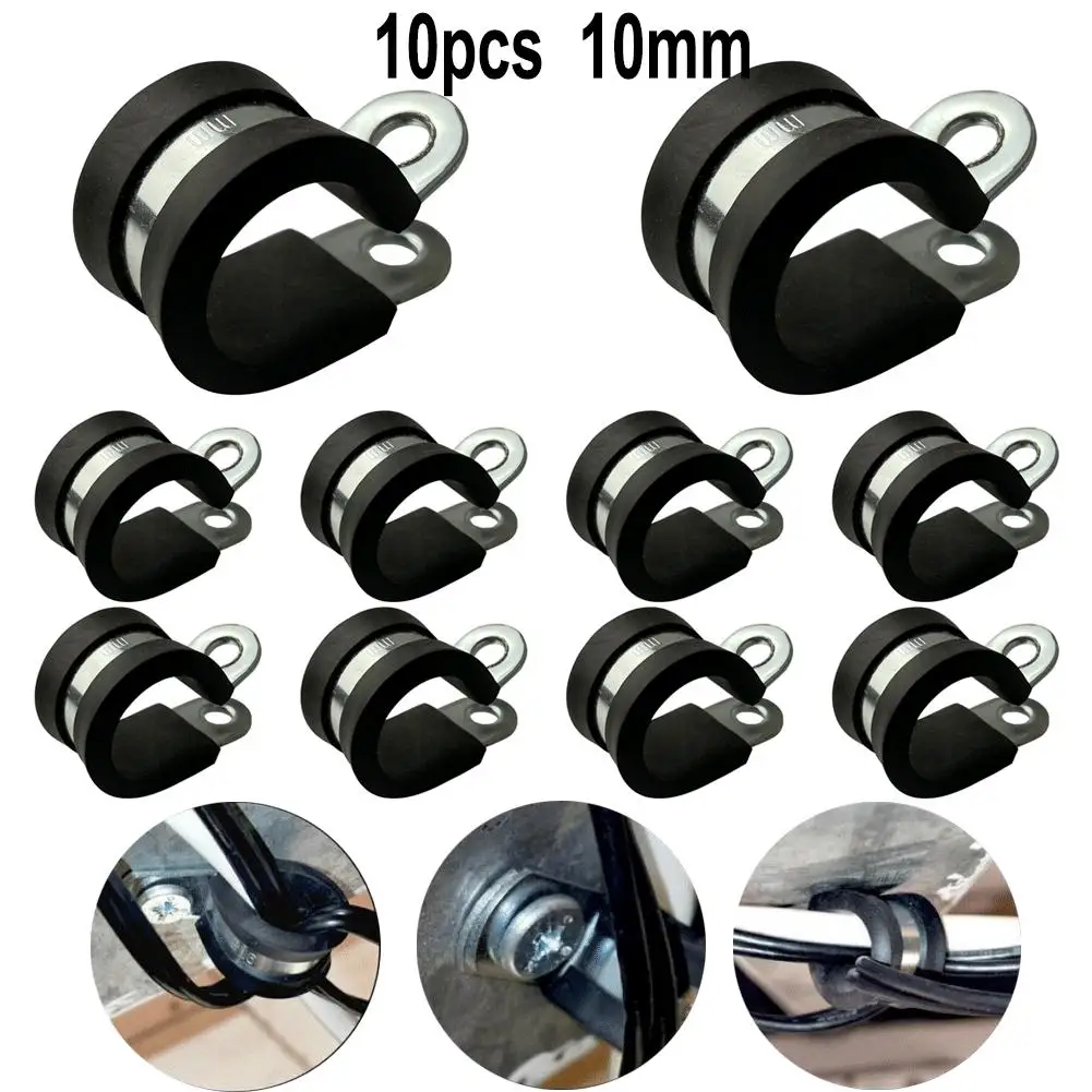 10pcs Rubber Lined Pipe Clamp 6/8/10mm Hose Clip For Fixing Pipes Hoses Cables Industrial Supplies Hardware Rings
10pcs Rubber Lined Pipe Clamp 6/8/10mm Hose Clip For Fixing Pipes Hoses Cables Industrial Supplies Hardware Rings
