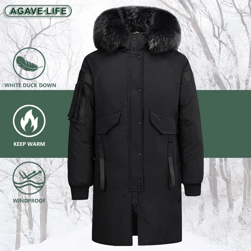 90% White Duck Down Down Jacket Big Fur Collar Male Hooded Coat Winter -30 Degrees Mens Thick Warm Length Down Jacket Wholesale
90% White Duck Down Down Jacket Big Fur Collar Male Hooded Coat Winter -30 Degrees Mens Thick Warm Length Down Jacket Wholesale