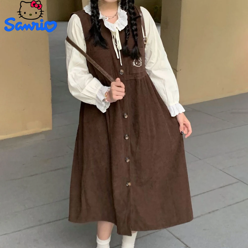 Kawaii Sanrio Hello Kitty Strap Dress Girly Anime Daily Autumn Winter Loose Temperament Long Skirt Women's Casual Preppy Suit
Kawaii Sanrio Hello Kitty Strap Dress Girly Anime Daily Autumn Winter Loose Temperament Long Skirt Women's Casual Preppy Suit