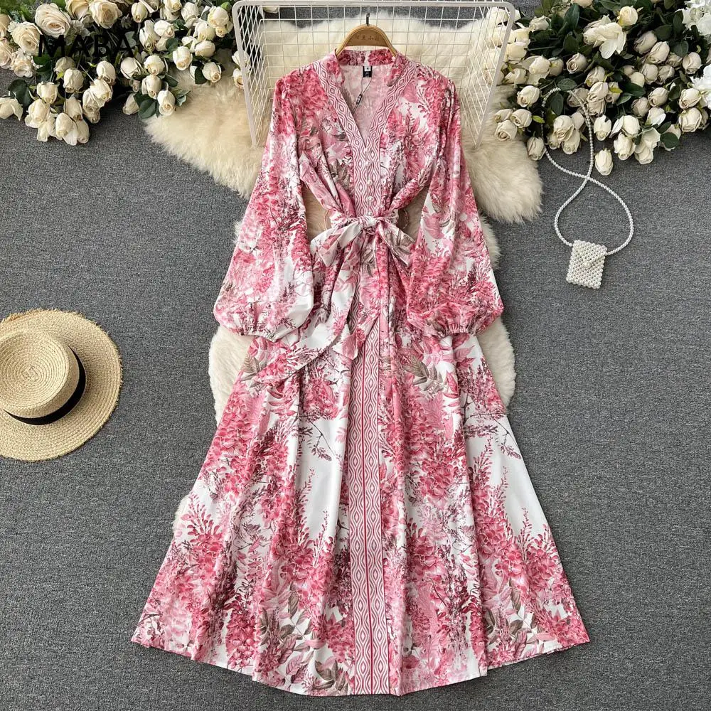 Long Dresses For Women 2022 Spring Ladies V Neck Puff Long Sleeve Vintage Floral Print Midi Bandage Dress Elegant Runway Dress
Long Dresses For Women 2022 Spring Ladies V Neck Puff Long Sleeve Vintage Floral Print Midi Bandage Dress Elegant Runway Dress