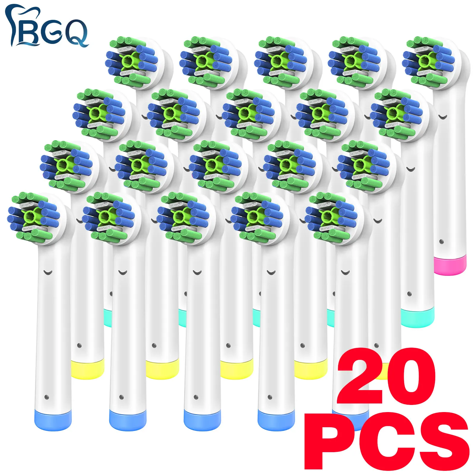 

20pcs Replacement Toothbrush Heads 3D White 7x Whitening Gum Care for Oralb Nozzles Refill Oral B Attachments All Models