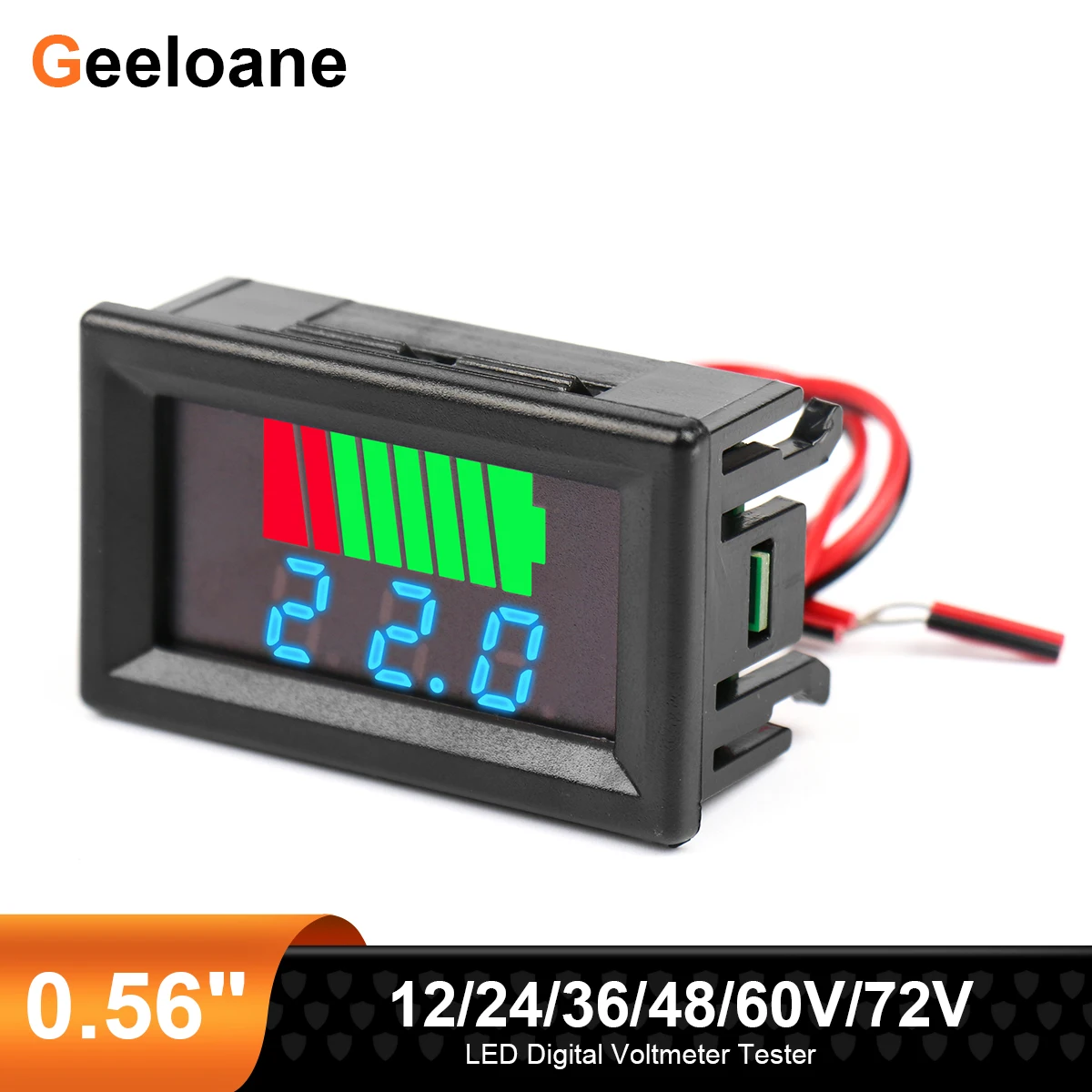 0.56" LED Digital Voltmeter Tester 12/24/36/48/60V/72V Electric Vehicle Car Electricity Meter DIY Mini Test Battery Gauge
0.56" LED Digital Voltmeter Tester 12/24/36/48/60V/72V Electric Vehicle Car Electricity Meter DIY Mini Test Battery Gauge