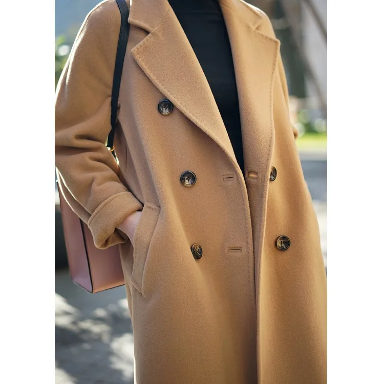 2022 Women Elegant Long Wool Coat With Belt Solid Color Long Sleeve Chic Outerwear Double-Breasted Ladies Overcoat
2022 Women Elegant Long Wool Coat With Belt Solid Color Long Sleeve Chic Outerwear Double-Breasted Ladies Overcoat