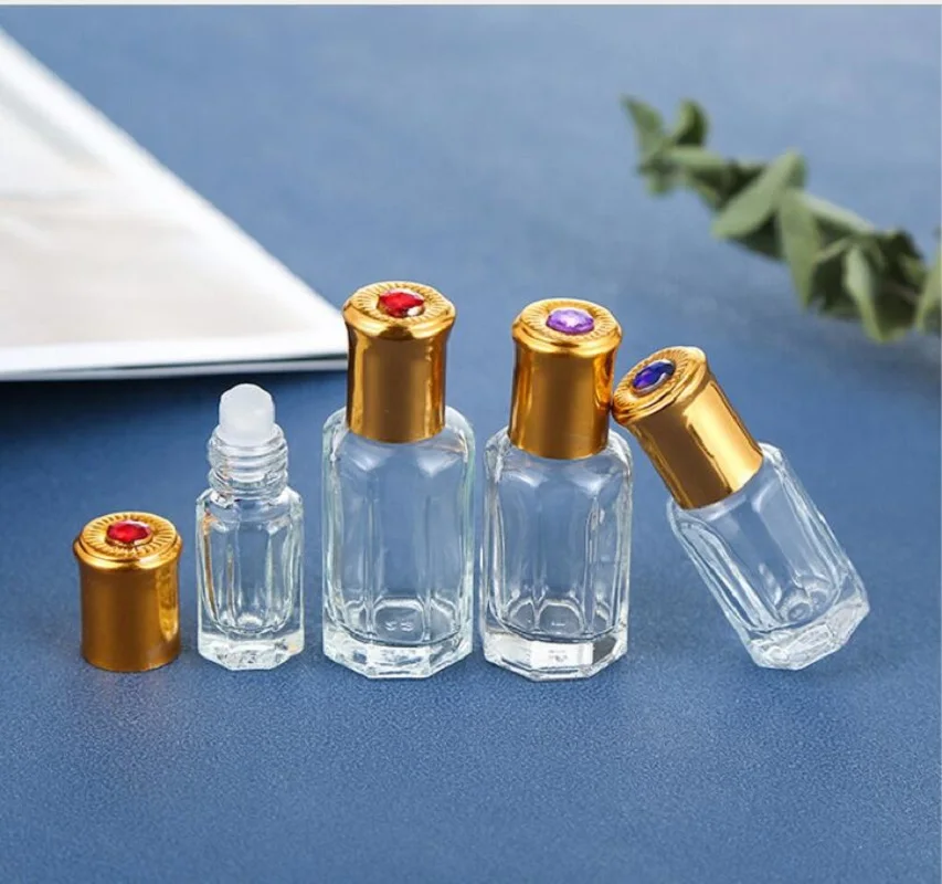 

6ML glass bottle with ball roll on for eye cream/serum/essential oil/perfume/lip gloss honey skin care cosmetic packing
